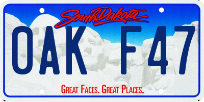 SD license plate 0AKF47