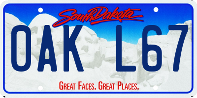 SD license plate 0AKL67