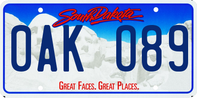 SD license plate 0AKO89