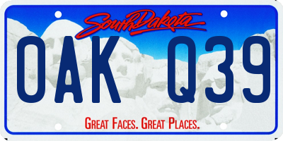 SD license plate 0AKQ39