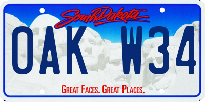 SD license plate 0AKW34