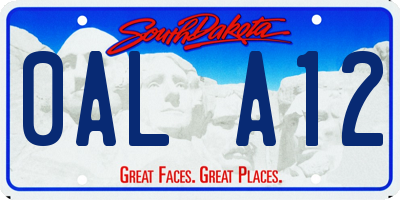 SD license plate 0ALA12