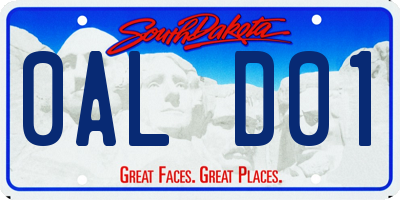 SD license plate 0ALD01