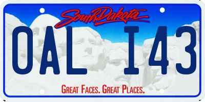 SD license plate 0ALI43