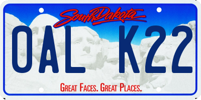 SD license plate 0ALK22