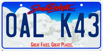 SD license plate 0ALK43