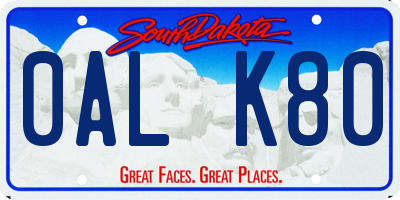 SD license plate 0ALK80