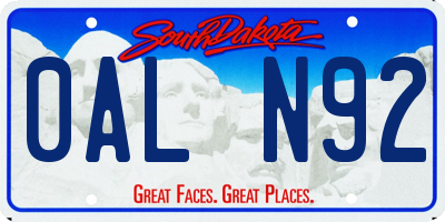 SD license plate 0ALN92