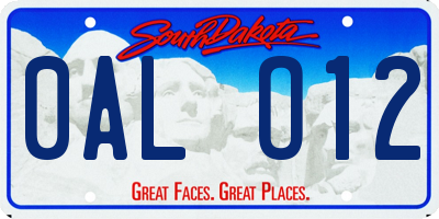 SD license plate 0ALO12