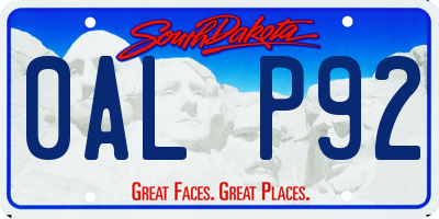 SD license plate 0ALP92