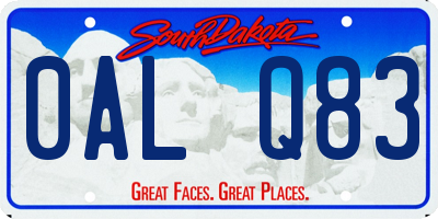 SD license plate 0ALQ83