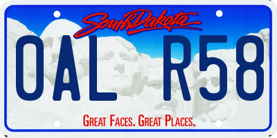 SD license plate 0ALR58