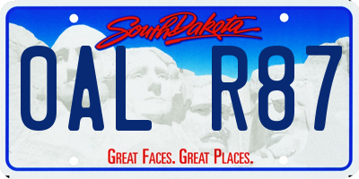 SD license plate 0ALR87