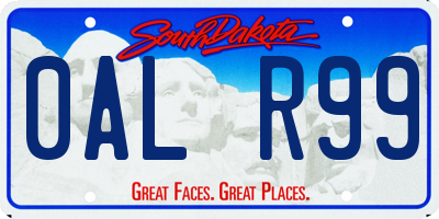 SD license plate 0ALR99