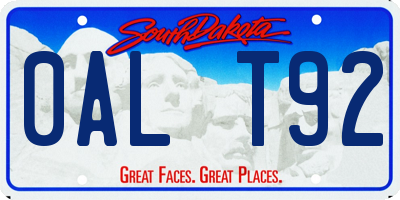 SD license plate 0ALT92