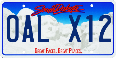 SD license plate 0ALX12