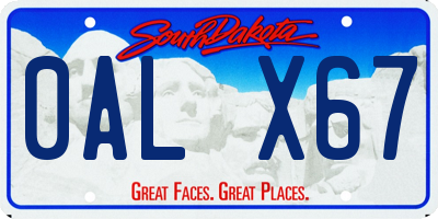 SD license plate 0ALX67