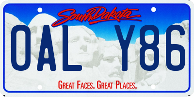 SD license plate 0ALY86