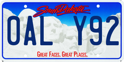 SD license plate 0ALY92