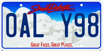 SD license plate 0ALY98