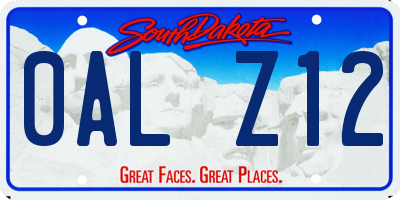 SD license plate 0ALZ12