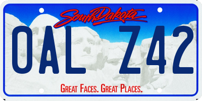 SD license plate 0ALZ42
