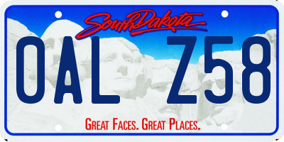 SD license plate 0ALZ58