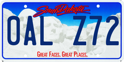 SD license plate 0ALZ72