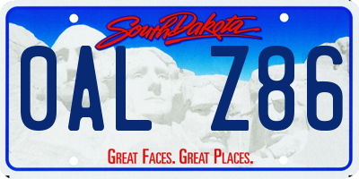 SD license plate 0ALZ86