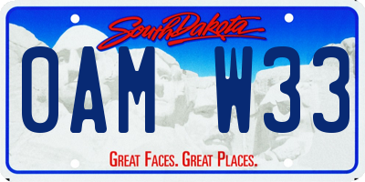 SD license plate 0AMW33