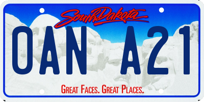 SD license plate 0ANA21