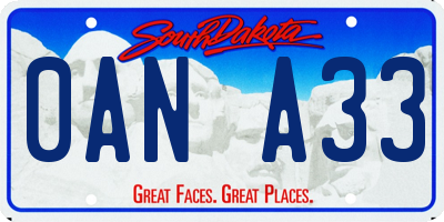 SD license plate 0ANA33