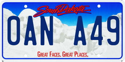 SD license plate 0ANA49