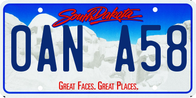 SD license plate 0ANA58