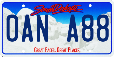 SD license plate 0ANA88