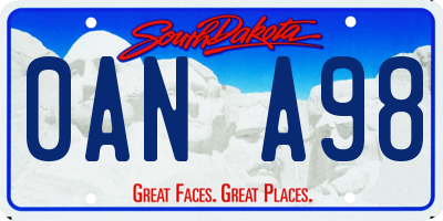 SD license plate 0ANA98