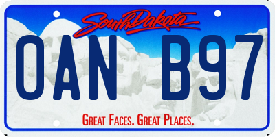 SD license plate 0ANB97