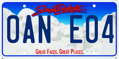 SD license plate 0ANE04