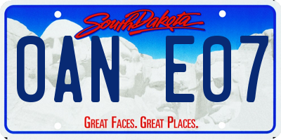 SD license plate 0ANE07