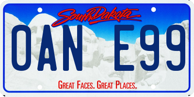 SD license plate 0ANE99