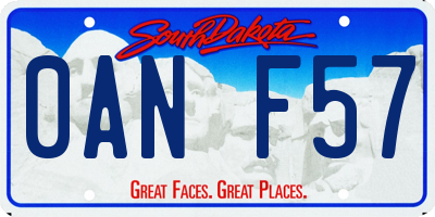 SD license plate 0ANF57