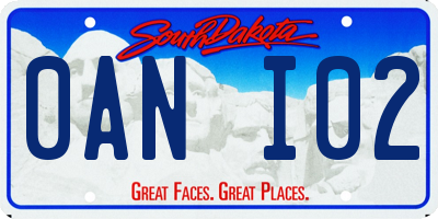 SD license plate 0ANI02