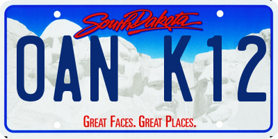 SD license plate 0ANK12