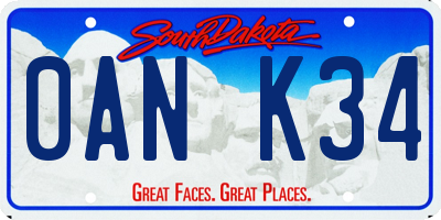 SD license plate 0ANK34