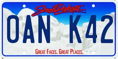 SD license plate 0ANK42