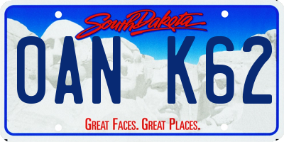 SD license plate 0ANK62