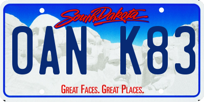 SD license plate 0ANK83