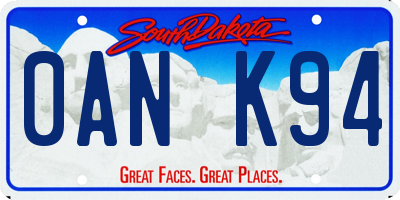 SD license plate 0ANK94