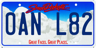 SD license plate 0ANL82