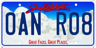 SD license plate 0ANR08